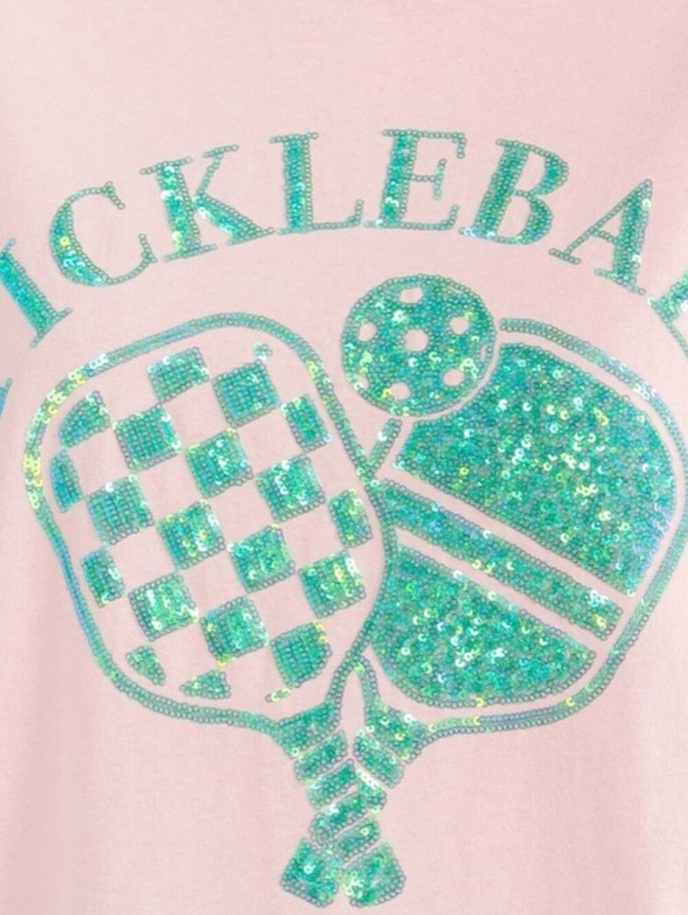 🩷NWOT/NIP Fantastic Fawn "Pink🩷 Pickleball Sequin✨ Graphic T-Shirt" Sz Large🩷 - Picture 3 of 16